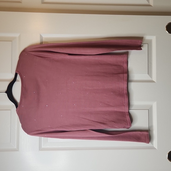 Silk Club Collection Women's Silk Pink Crystal Embellished Cardigan Size S - Picture 5 of 5